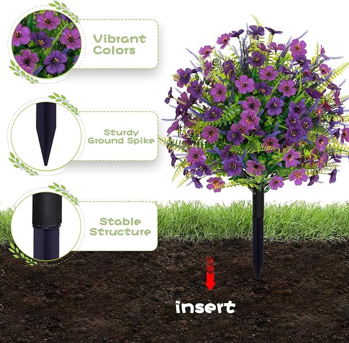 Artificial Lavender Topiary Ball Trees 2 Pack 24" with Stakes, UV Resistant Fake Outdoor Plants, Faux Boxwood Shrubs Bushes for Front Porch Planters Patio Garden Spring Decor