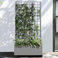 Casaphoria Metal Raised Garden Bed with Trellis and Wheels, 72"x35"x16" Planter Box for Climbing Plants, Vegetables & Vines, Features Drainage Holes and Privacy Screen (Gray-Grid)