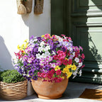 Artificial Flowers for Outdoors Decoration, 20 Bundles Faux Morning Glory with Eucalyptus Look Real UV Resistant Fake Plants Silk Flowers for Outside Yard Gardens Porch Patio Planter Home Urn, Mix