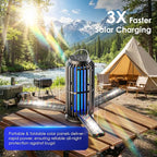 TYPEC Solar Bug Zapper, 3 Solar Charging Panels, 4200V Mosquito Zapper, Auto On/Off LED Light, IP67 Waterproof, USB-C & Solar Powered, Indoor Outdoor Insect Killer for Yard Patio Garden-Dark Gray