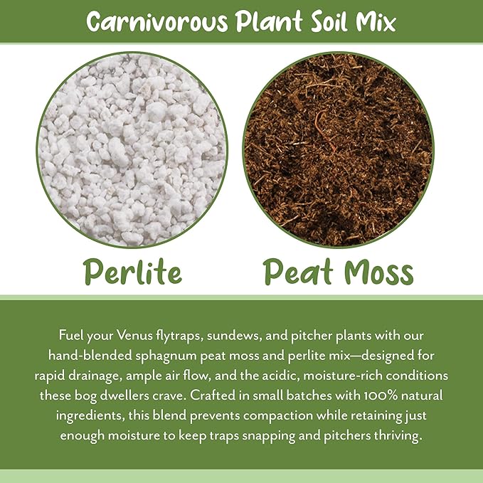 Soil Sunrise Carnivorous Plant Potting Soil Mix (8 Quarts) Ideal Additive for Venus Fly Traps, Sundews, and Pitcher Plants