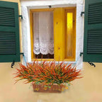 12 Bundles Fake Fall Outdoor Plants Artificial Grass Fall Stems Faux Plastic Fall Shrubs for Home Garden Pathway Window Box Front Porch Cemetery Fall Decor, Autumn Orange