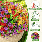 Artificial Outdoor Flowers, Realistic UV Resistant Waterproof Faux Plants, Full Looking Fake Flowers for Porch Planters Hanging Baskets Garden Patio Yard Outdoor Decor, 12 Bundles 4 Colors