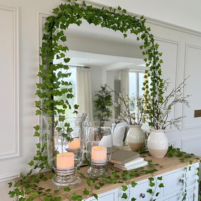 CQURE 36 Pack 252Ft Artificial Ivy Garland, Fake Vines Leaf Garland Green Leaves Fake Plants Hanging Vines Plant Greenery Garland for Bedroom Wedding Party Garden Wall Room Decor
