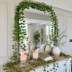 CQURE 24 Pack 168Ft Artificial Ivy Fake Vines,Ivy Garland Greenery Garland Fake Hanging Plants Vines Aesthetic Green Leaves for Bedroom Wedding Party Garden Wall Room Decor