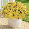 Artificial Flowers Fake Plants for Outdoors Spring Decoration, 13Bundles Silk Realistic UV Resistant Faux Flowers for Outside Planter Porch Yard Patio Garden Home Indoor, Yellow
