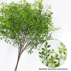 CEWOR 4pcs Artificial Plants Fake Greenery Branches for Vase, 43.3 Inch Green Nandina Long Steams for Tall Vase, Fake Plants Spring Stems for Wedding Garden Office Home Décor