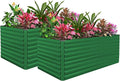 FOOWIN 2pcs 8x4x3ft Galvanized Raised Garden Bed, Planter Raised Garden Boxes Outdoor, Large Metal Raised Beds for Gardening, Garden Bed for Vegetables, Flowers, Herb, Green