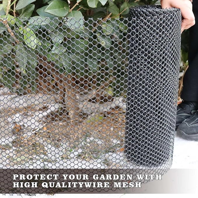 65.6 FT x 15.7 in Roll Mesh Fence, Versatile Black Plastic Fencing & Netting, Cuttable Animal Wire Mesh Fence, Durable Tree Trunk Protector, Suitable for Cat Dog Rabbit Barrier and Plant Protectors