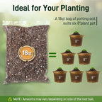 18QT Potting Soil Mix for Indoor Plants - Contains Perlite, Peat Moss, Coco Coir & Rice Charcoal, Natural & Organic Material with Well-Draining, Light & Aerated Texture for Healthy Roots & Fast Growth
