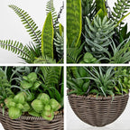 DILATATA Artificial Hanging Plants Basket, Faux Snake Plants Fern Succulent Mix with Coconut Fiber Liner, Fake Hanging Plant with Chain Hook for Indoor Outdoor Porch Patio Balcony Home Décor