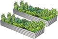2PCS 10x3x1ft Galvanized Raised Garden Bed,Outdoor Planter Box Metal Patio Kit Planting Bed for Vegetables Flowers Herb,Silver
