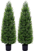 2Pack 5ft Outdoor Artificial Cedar Topiary Trees, All-Weather Faux Pine for Home Porch Entryway Decor