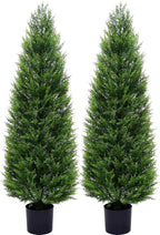 2Pack 5ft Outdoor Artificial Cedar Topiary Trees, All-Weather Faux Pine for Home Porch Entryway Decor