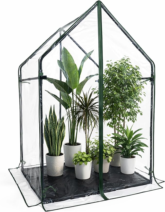 Gardzen Mini Greenhouse with Waterproof Bottom, Portable Green House with Strong Metal Frame, Small Green House for Outside and Inside Use,36.2"(L) x36.2(W) x59.5(H)