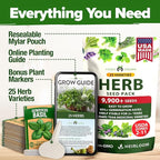 HOME GROWN 25 Herb Seeds for Planting 8,700+ Non-GMO Heirloom Seeds | Extra Large Variety Pack Herb Kit – Indoor Outdoor & Hydroponic | Culinary Seed Set | Grow Your Own Herbs | Gardening Gift