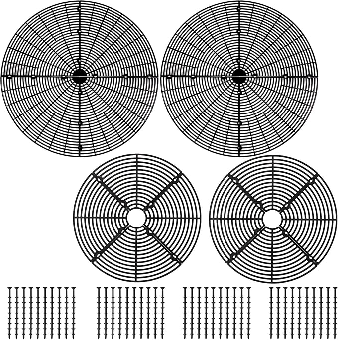 4 Pcs Flower Pot Cover, 11.8 in & 20.8 in Plant Pot Grid with Stakes, Cuttable Abs Plant Protectors, Pet Digging Deterrent for Indoor & Outdoor Plants