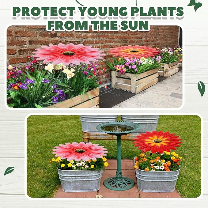 Threehoney 2 Pack Metal Plant Umbrellas for Outdoor Small Plants Shade Cover 12 in Metal Garden Shade Disk Outdoor Garden Umbrella for Potted Live Decor