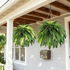 2pcs 48in 88 Blades Artificial Boston Ferns for Outdoors Large, UV Resistant Faux Outdoor Plants,Weatherproof Fake Ferns Plants Outdoor Indoor for Garden Porch Patio Home Decor