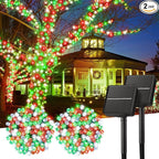 Minetom Solar Christmas Lights Outdoor Waterproof, 2 Pack Total 80FT 200 LED Solar Lights with 8 Modes, Solar Christmas Light Outdoor Decoration, Solar String Light for Outside Tree,Red Green & White