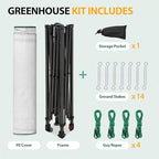 EAGLE PEAK 8x6 Portable Walk in Greenhouse, Pop Up Indoor Outdoor Greenhouse, Green House Kit with Zippered Roll-Up Doors and Windows, PE Cover, Clear/White