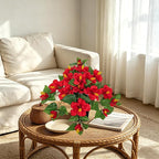 Briful Artificial Hanging Hibiscus Flowers in White Pot, Tropical Faux Hibiscus Plant with Removable Decorative Planter, Red Trailing Flower Basket for Porch Patio Balcony Indoor Outdoor Home Decor