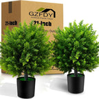 21-Inch Artificial Cedar Ball Trees (Set of Two) – Lifelike, UV-Resistant Decor for Indoor & Outdoor Use – Enhance Your Space with Vibrant Greenery