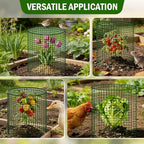 6 Pack Plant Protectors from Animals with Cover, 12" x 12" Round Metal Wire Garden Plant Cages to Keep Animals Out, Rabbit Proof Protection for Vegetables & Flowers with Stakes, Zip Ties & Gloves