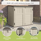 Suncast 3 Pack 34 Cu Ft Capacity Horizontal Outdoor Storage Shed for Garbage Cans, Garden Accessories, Backyard, and Patio Use, Vanilla