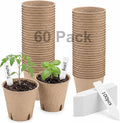 NEWMIAO 60 Pack 3.15 Inch Peat Pots, Biodegradable Seed Starter Pots for Seedlings with Drainage Holes, Germination Nursery Pots Kit Including 100 Plant Labels for Gardening (Round-60pcs)