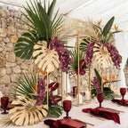 6PCS Artificial Orchid Flowers 27’’ Silk Faux Phalaenopsis Orchids Fake Orchid Stems for Vase Table Centerpiece Home Wedding Party Garden Decoration(Dark Red)