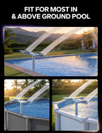 POOLHACKER Solar Pool Fountain with 10-Color LED Lights, Newly Refined Streamlined Design, Auto Dusk Sensor & Timer, Remote Control, Dual-Head Adjustable Spray for Above & Inground Pools