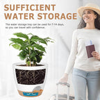 Plant Pots 8/7/6.5/6/5.5/5 Inch Self Watering Pots, Set of 6 Plastic Planters with Drainage Holes and Saucers,Plastic Flower Pots,Nursery Planting Pot for Indoor Out Door Plants（White）