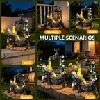 Solar Garden Gnomes Statues Outdoor Yard Decorations, 10" Resin Fountain Gnome Outside Christmas Art Decor for Lawn Patio Porch Backyard,Unique Housewarming Gifts for Women Mom Grandma