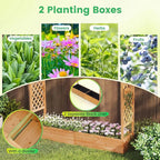 BECOMFORT Raised Garden Bed with Trellis & Hanging Roof, 72" Tall Fir Wood Planter Box with Drainage Holes, Outdoor Elevated Garden Planter for Climbing Vines (Orange, 77" Lx17 Wx72 H)