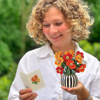 Freshcut Paper Pop Up Cards, Mini French Poppies, 6 Inch Mini Sized Forever Flower Bouquet 3D Popup Greeting Cards, Birthday Cards, Thank You Card, Blank Notecard & Envelope