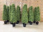 4ft Artificial Boxwood Topiary Trees (Set of 2) - UV Resistant Faux Plants Outdoor, Realistic 48in Fake Potted Bushes and Shrubs for Front Porch, Planter, Patio, Evergreen
