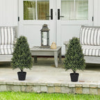 30" Boxwood Topiary Trees Artificial Outdoor Set of 2, UV Resistant Faux Plants for Front Porch Planters, Realistic Cone-Shaped Fake Bushes & Shrubs, 2.5ft Evergreen Decoration