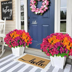 Spring Artificial Bougainvillea Flowers Fake Plants for Outdoors Porch Planters, UV Resistant Faux Realistic Silk Colorful Greenery for Summer Outside Patio Decoration, 8 Bundles