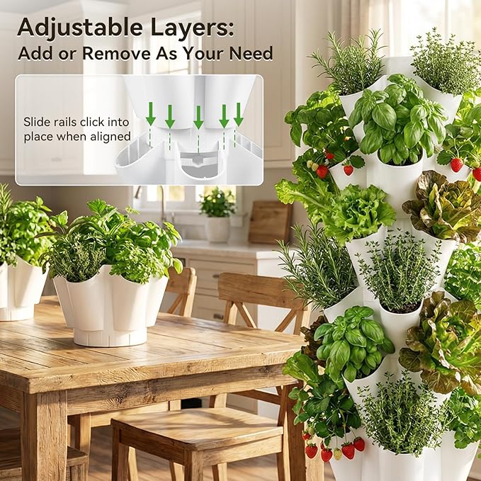 BAOSHISHAN Vertical Hydroponic Garden Tower, 40 Pods 8 Tiers Hydroponics Tower Outdoor, Vertical Hydroponic System with Water Pump for Vegetable Herb Fruit
