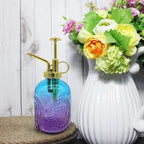 Glass Plant Mister Spray Bottle, 350ML Vintage Plant Spritzer with Top Pump Watering Can for Indoor Outdoor House Plants,Flowers (Blue-Purple Gradient)