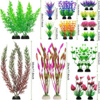 QUOZUO 25pcs Colorful Aquarium Artificial Plastic Plants Decoration, Grass Aquarium Decor Set, Fish Tank Decorations Hides Accessories