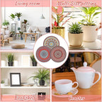 Nuanchu 6 Pcs Boho Plant Pot Mat Absorbent Non Slip Pot Plant Pad Round Plant Coaster Mat Gardening Indoor Outdoor Flower Plant Protect Mat for Table Desk Floor Plant, 5.9 Inches (Elegant Style)