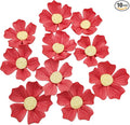 BTMIEY 10 PCS 3D Flower Ceramic Tiles,1.6" Handmade Procelain Ceramic Flowers for Artwork,Fish Tank,Vases,Living Room, Dining Table,Office, Home Floral Decor (Single-Flowered Red)