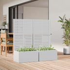 Casaphoria Metal Raised Garden Bed with Trellis, 59"x30"x12" Planter Box for Climbing Plants, Vegetables & Vines, Features Drainage Holes and Privacy Screen (Black-Louvered)