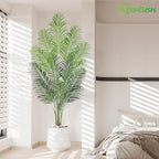 Artificial Palm Tree 7ft Tall Fake Palm Tree Indoor Decor with 18 Leaves and Real Bark Design Faux Tropical Areca Palm Silk Floor Plant in Pot for Home Office Living Room Bedroom Decor 1pcs