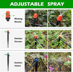 240FT Drip Irrigation System Kit, Automatic Garden Watering Misting System for Greenhouse, Yard, Lawn, Plant with 1/2 inch Hose 1/4 inch Distribution Tubing and Accessories