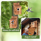 4-Piece Outdoor Bird House Set, Bird Houses for Outside with Metal Guards, Safety Locks, Flight Slots, & Ventilation, Bluebird Houses with 1-1/2" Entrance for Bluebirds, Wrens, Finches
