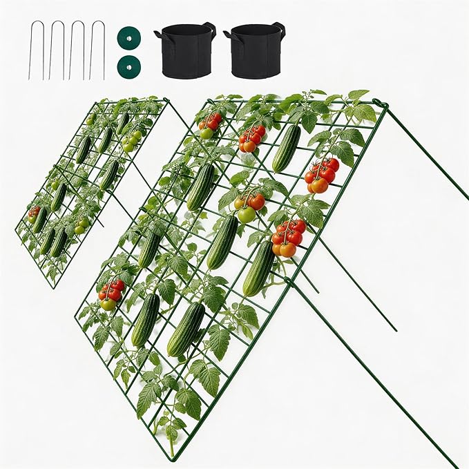 Cucumber Trellis for Garden - 2 Pack, 48" L x 24" W Garden Trellis for Climbing Plants Outdoor with Support Structures, A Frame Trellis for Climbing Vegetables Peas, Vine, Bean