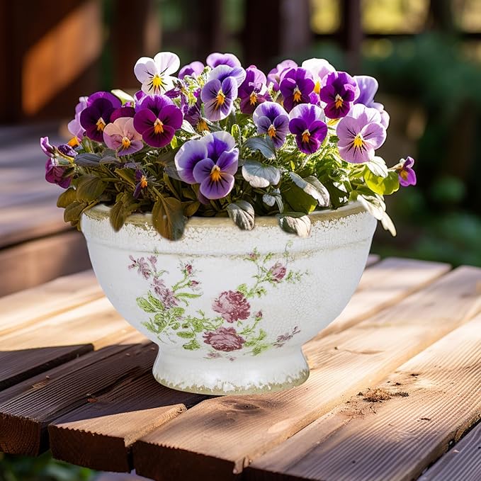 Dosayes Vintage Ice Crackle Grazd Ceramic Flower Pot with Drainage Holes, 4.33 Inch Rustic Planter for Indoor Plants, Outdoor Garden, Farmhouse Gift Tuscan Decor (Pink)